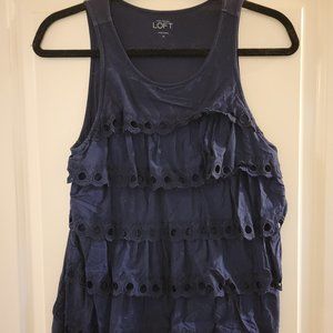 Ann Taylor Loft Blue ruffled tank, Size M